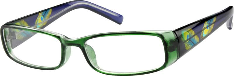 Angle view of Rectangle Glasses 276524 in Green