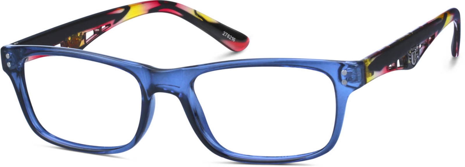 Zenni Sporty Rectangle Prescription Glasses Blue Plastic Full Rim Frame