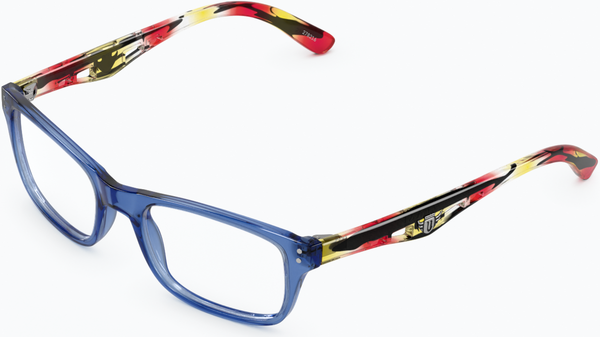 Angle view of Rectangle Glasses 278216 in Blue thumbnail