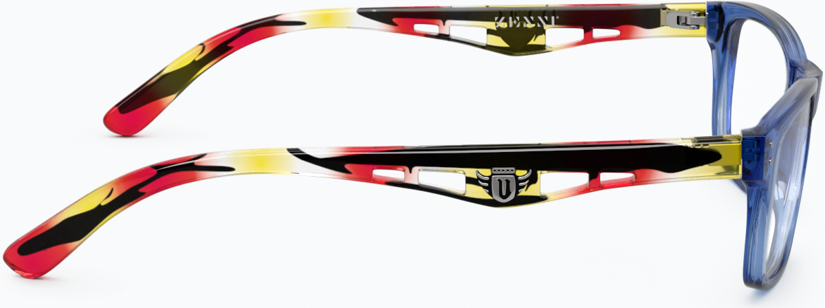 Side view of Rectangle Glasses 278216 in Blue thumbnail