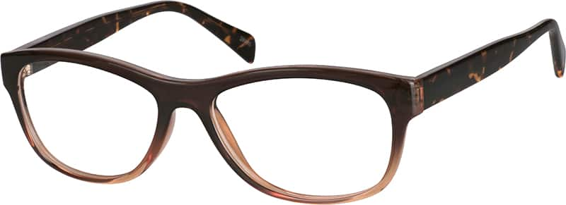 Angle view of Rectangle Glasses 280115 in Brown