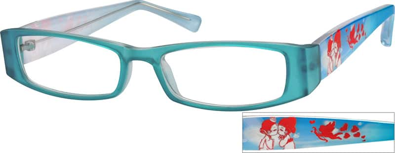 Angle view of Rectangle Glasses 280516 in Blue