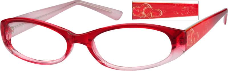 Angle view of Oval Glasses 280618 in Red