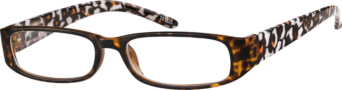 Angle view of Rectangle Glasses 281125 in Tortoiseshell