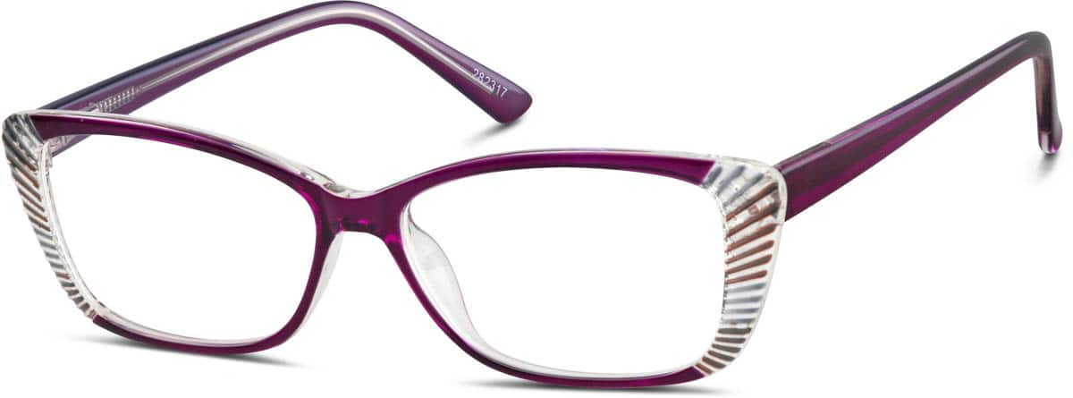 Angle view of Rectangle Glasses 282317 in Purple