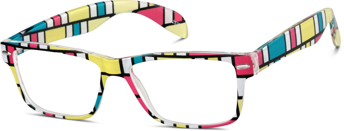 Angle view of Rectangle Glasses 282539 in Multicolor