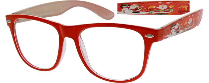 Angle view of Square Glasses 284718 in Red