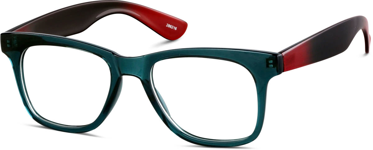 Zenni Square Prescription Glasses Blue Plastic Full Rim Frame