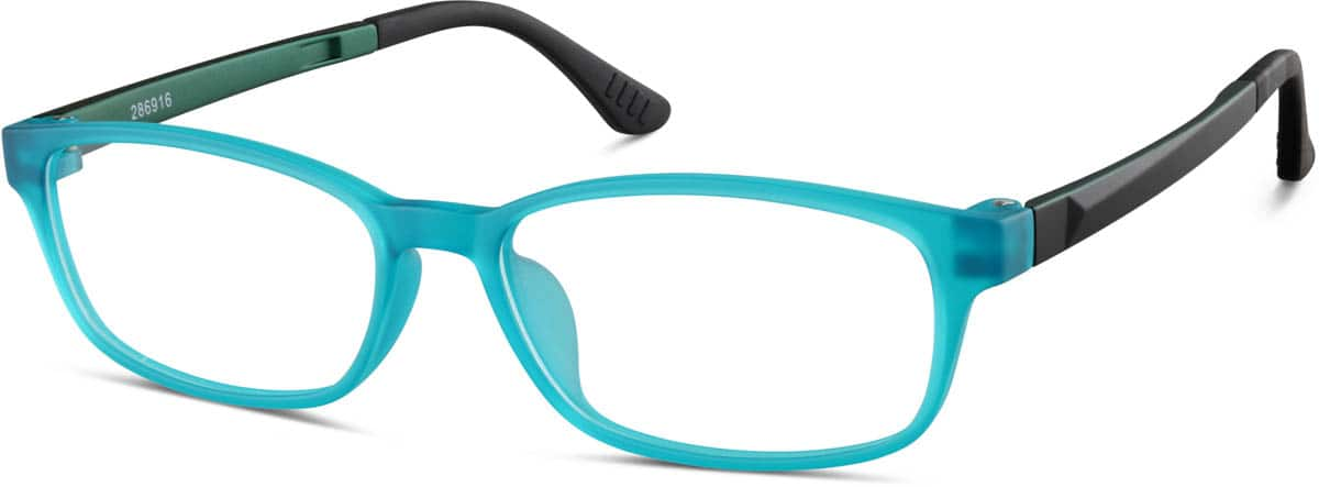 Angle view of Rectangle Glasses 286916 in Blue