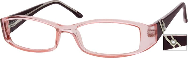 Angle view of Rectangle Glasses 288719 in Pink