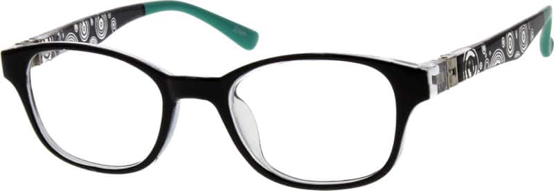 Angle view of Kids’ Oval Glasses 294121 in Black