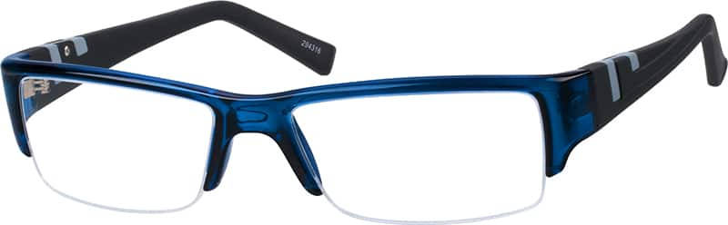 Angle view of Rectangle Glasses 294316 in Blue