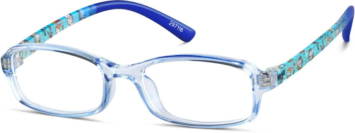 Angle view of Kids’ Rectangle Glasses 297116 in Blue