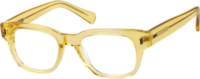 Angle view of Square Glasses 300122 in Yellow