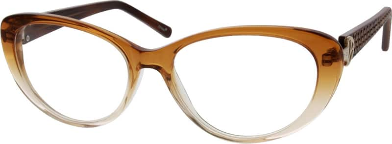 Angle view of Cat-Eye Glasses 301515 in Brown