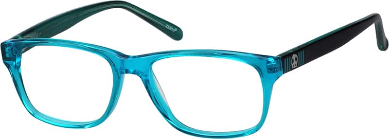 Angle view of Kids’ Square Glasses 303716 in Blue