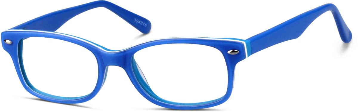 Angle view of Kids’ Rectangle Glasses 304316 in Blue