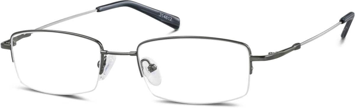 Angle view of Rectangle Glasses 314612 in Gray