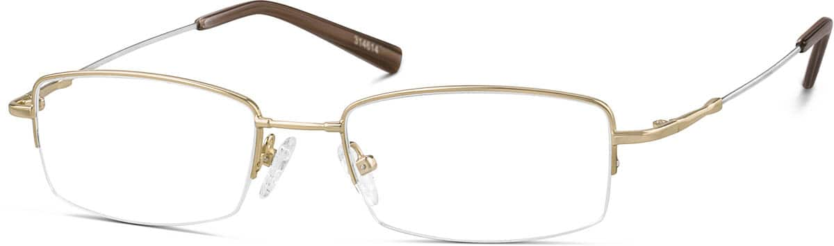 Angle view of Rectangle Glasses 314614 in Gold