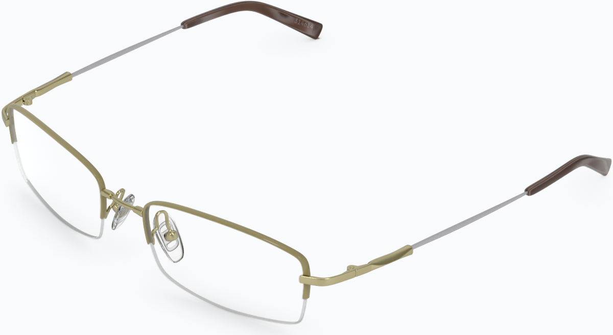 Angle view of Rectangle Glasses 314614 in Gold thumbnail