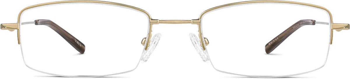 Front view of Rectangle Glasses 314614 in Gold