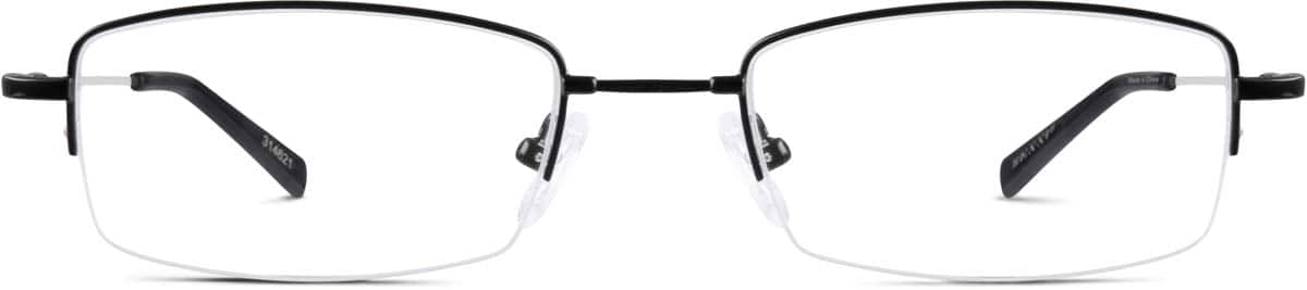 Front view of Rectangle Glasses 314621 in Black