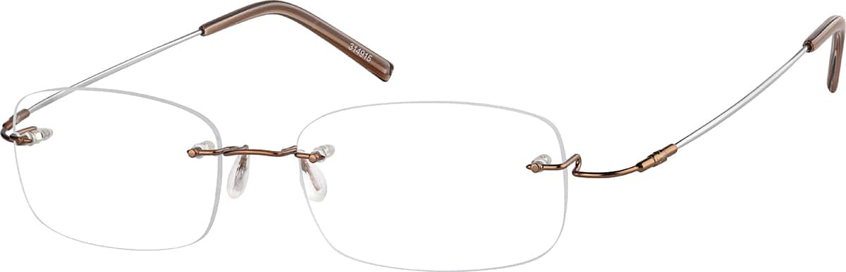 Angle view of Rimless Glasses 314915 in Brown