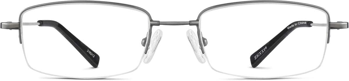 Front view of Rectangle Glasses 316212 in Gray