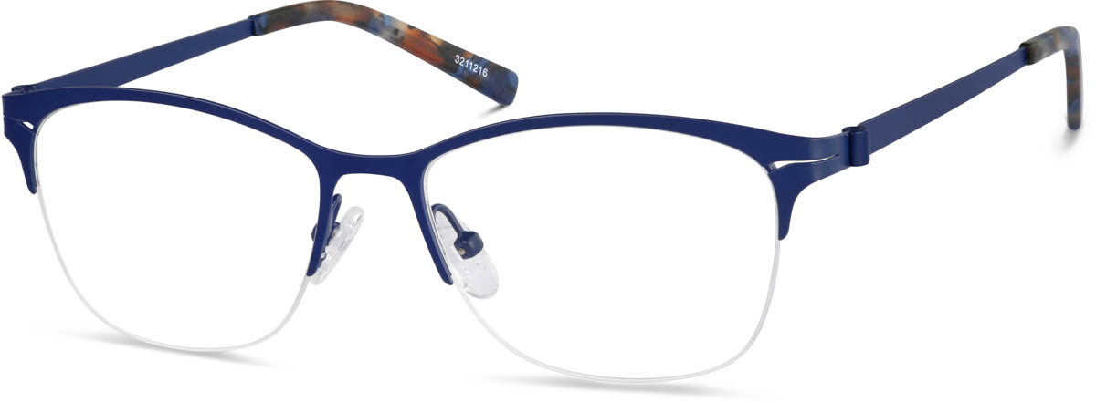Zenni Rectangle Prescription Glasses Blue Stainless Steel Frame