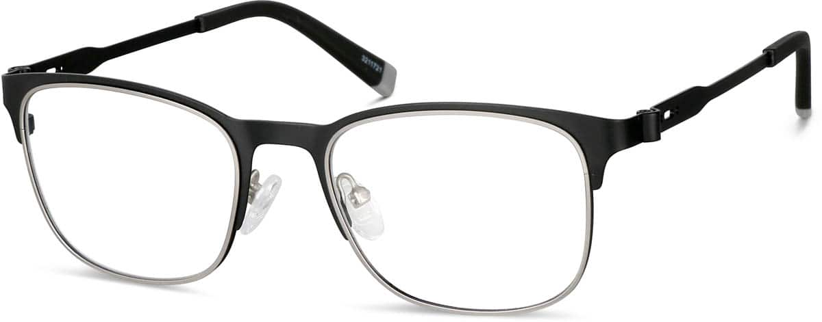 Angle view of Kids' Browline Glasses 3211721 in Black/Silver