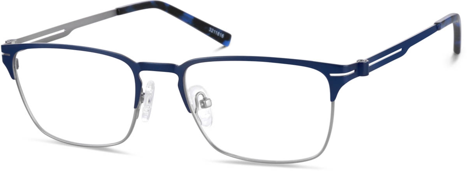 Zenni Men's Browline Prescription Glasses Blue Stainless Steel Full Rim Frame