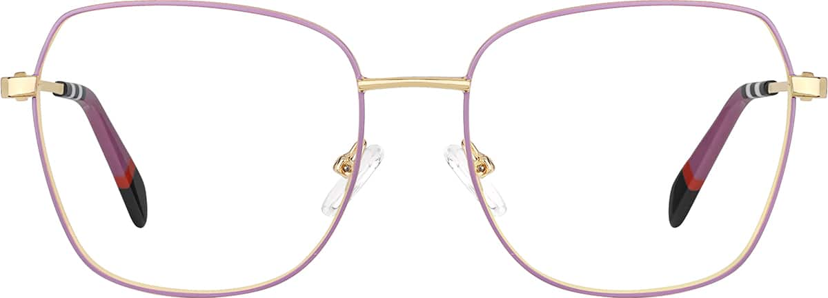 Front view of Square Glasses 3212217 in Purple