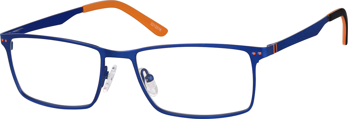 Zenni Men's Rectangle Prescription Glasses Blue Stainless Steel Full Rim Frame