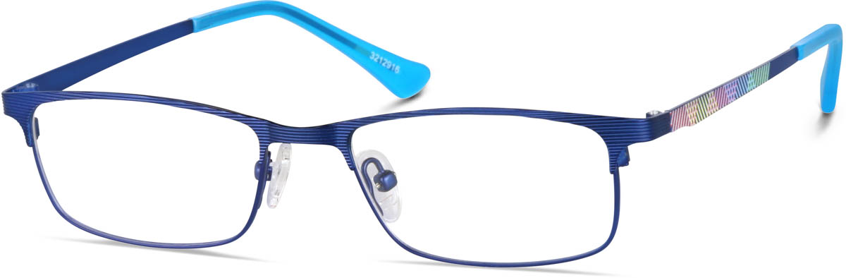 Zenni Boys Rectangle Prescription Glasses Blue Stainless Steel Full Rim Frame
