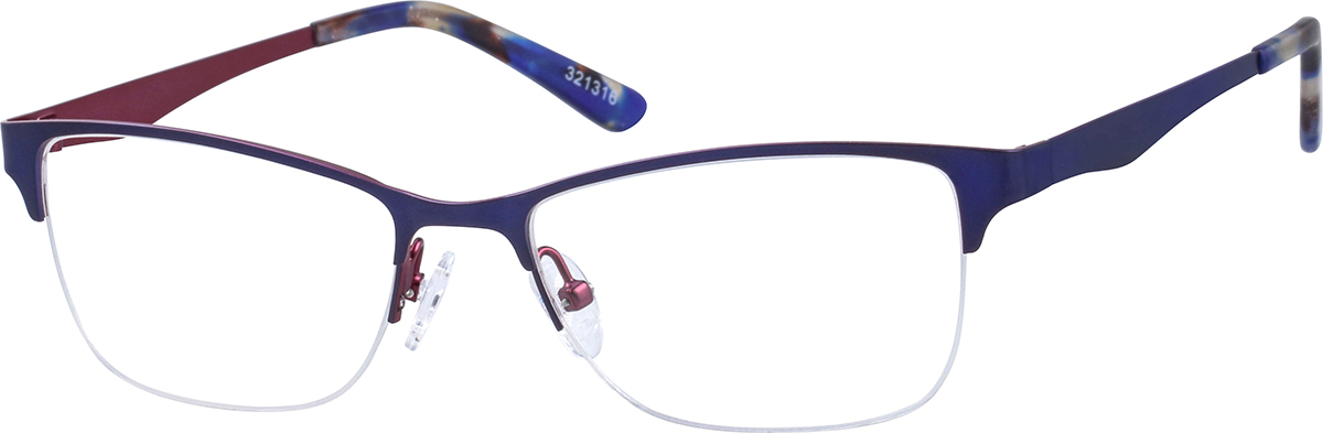 Zenni Women's Rectangle Prescription Glasses Blue Tortoiseshell Stainless Steel Frame