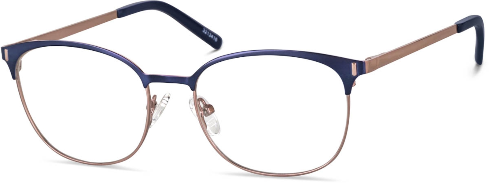 Zenni Women's Retro Browline Prescription Glasses Blue Stainless Steel Full Rim Frame