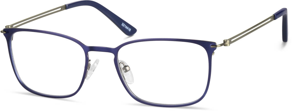 Zenni Rectangle Prescription Glasses Blue Stainless Steel Full Rim Frame