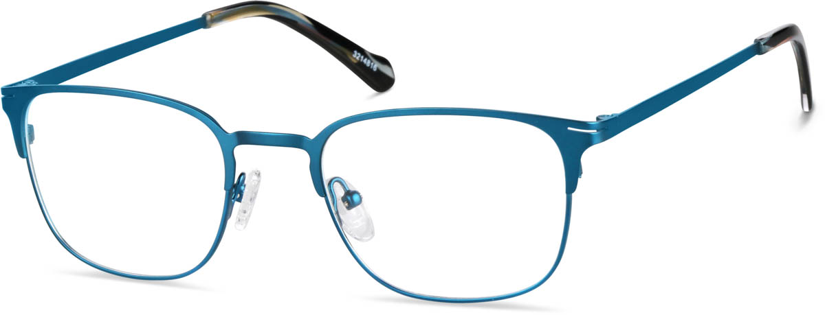 Zenni Square Prescription Glasses Blue Stainless Steel Full Rim Frame