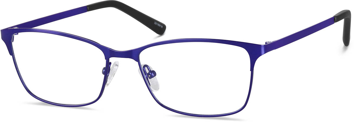 Zenni Women's Cat-Eye Prescription Glasses Blue Stainless Steel Full Rim Frame
