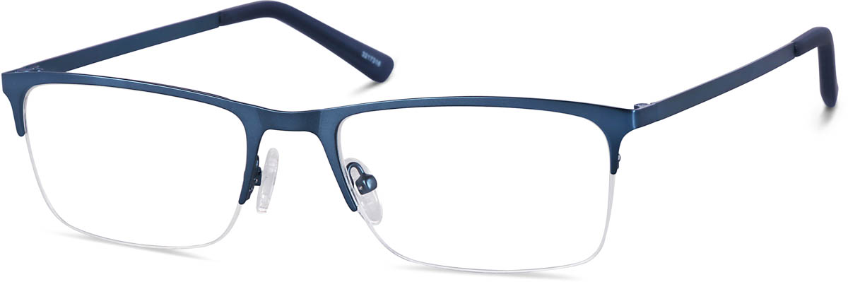 Zenni Men's Rectangle Glasses Half-Rim Peacock Stainless Steel Frame