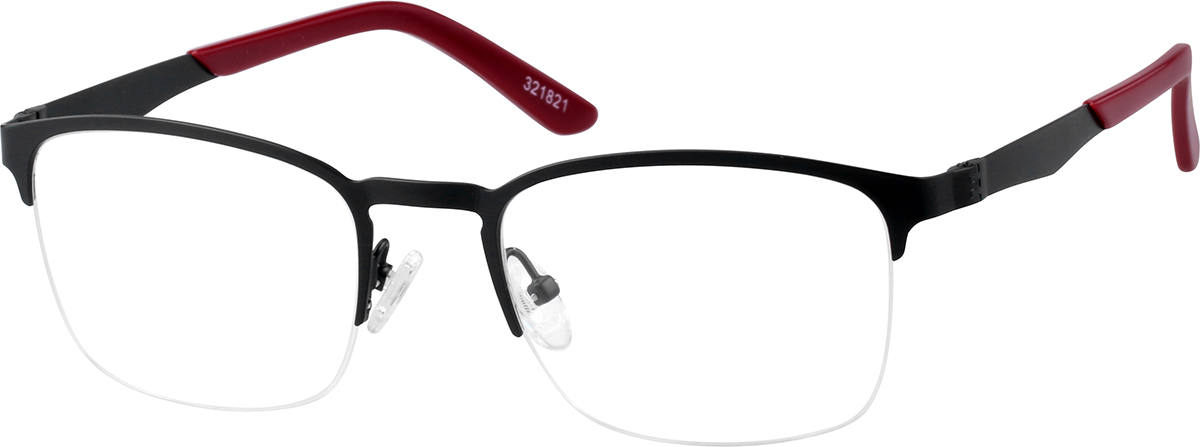 Zenni Men's Square Prescription Glasses Black Stainless Steel Frame