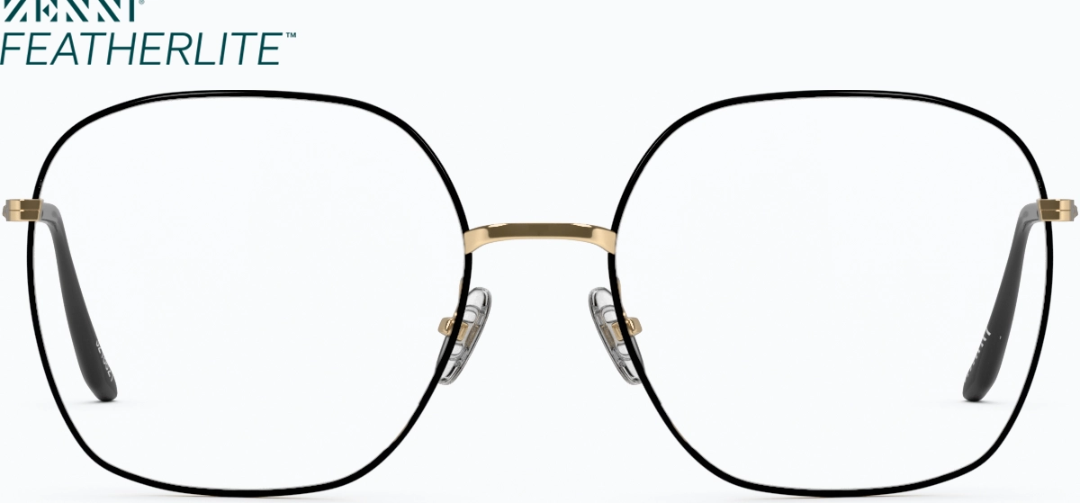 Front view of Square Glasses 3218621 in Black/Gold thumbnail