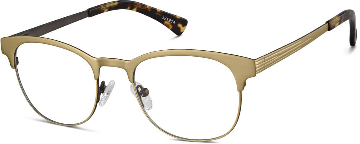 Angle view of Browline Glasses 321914 in Gold