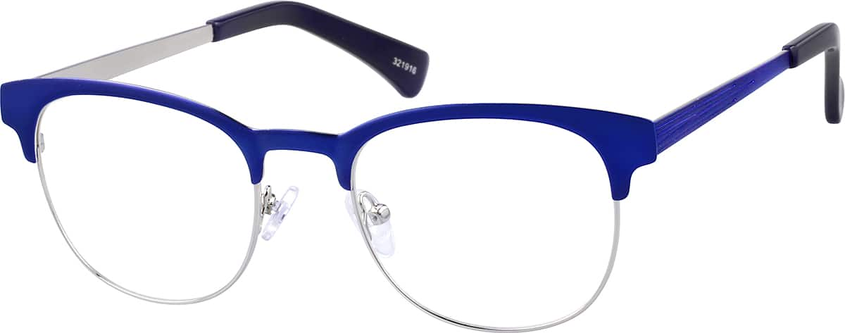 Angle view of Browline Glasses 321916 in Cobalt Blue