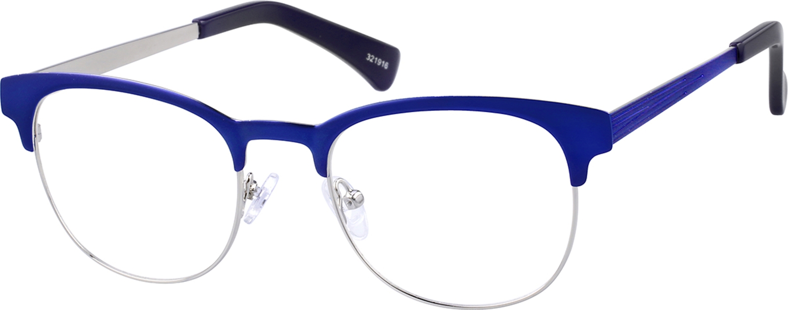 Zenni Vintage Browline Prescription Glasses Blue Stainless Steel Full Rim Frame
