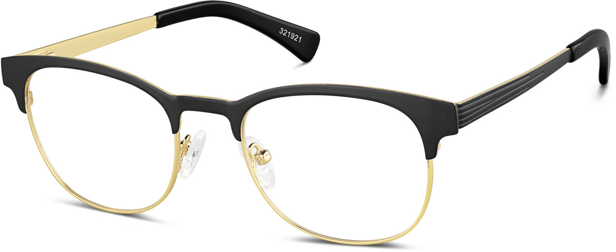 Zenni Vintage Browline Glasses Black Stainless Steel Full Rim Frame