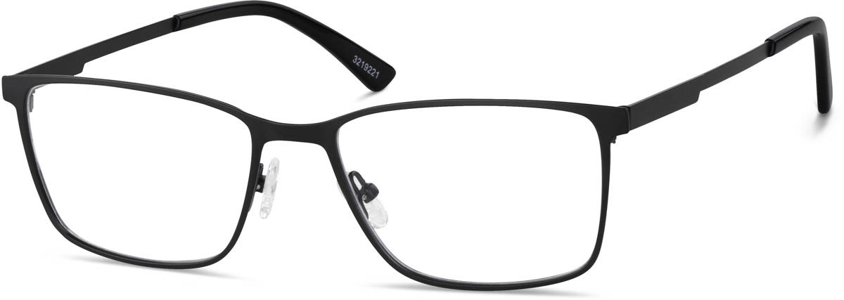 Zenni Men's Rectangle Prescription Glasses Black Stainless Steel Full Rim Frame