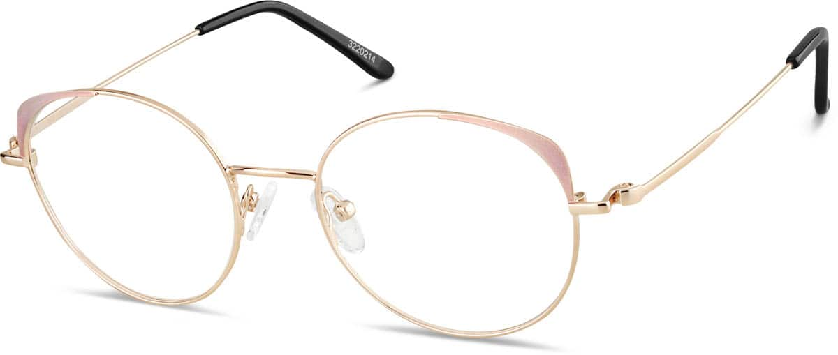 Angle view of Round Glasses 3220214 in Rose Gold