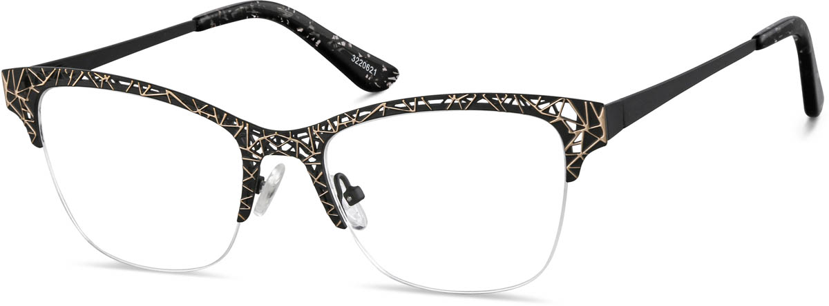 Zenni Women's Artsy Cat-Eye Glasses Black Stainless Steel Frame