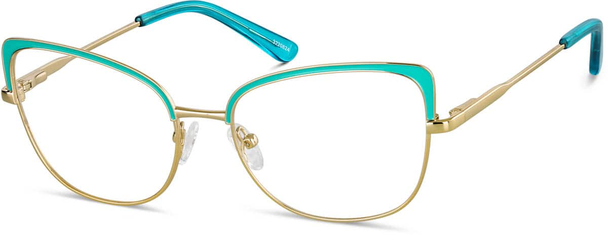 Angle view of Cat-Eye Glasses 3220824 in Turquoise